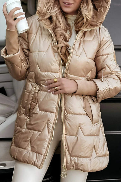 Elise™️ | Elegant vinterkåpe med hette og vattert fôr