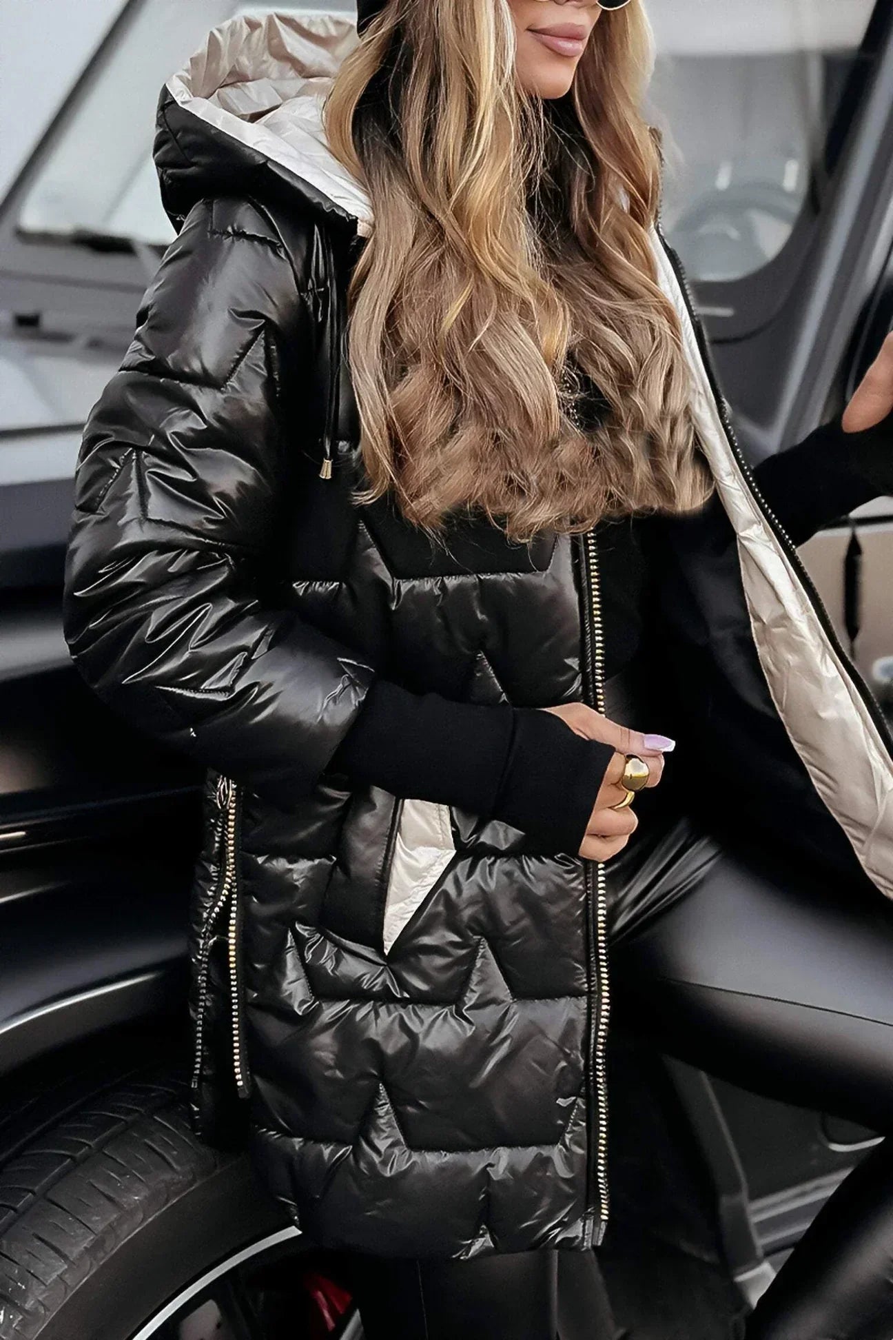 Elise™️ | Elegant vinterkåpe med hette og vattert fôr