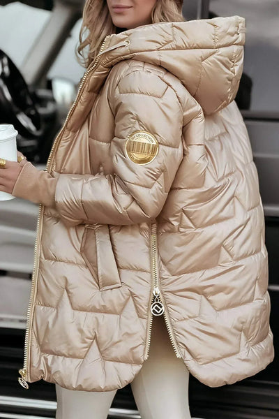 Elise™️ | Elegant vinterkåpe med hette og vattert fôr